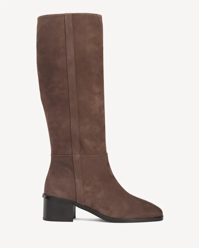 The Twiggy Tall Boot Chestnut Nubuck made by Poppy Barley