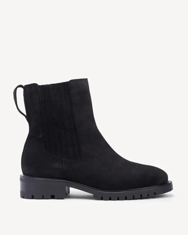 The Trestle Boot Black Water Resistant Suede made by Poppy Barley