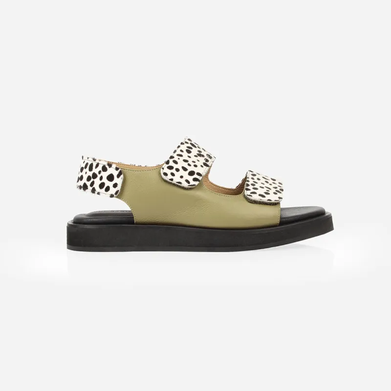 The Wanderlust Sandal 2.0 Matcha and Spots sold by Poppy Barley