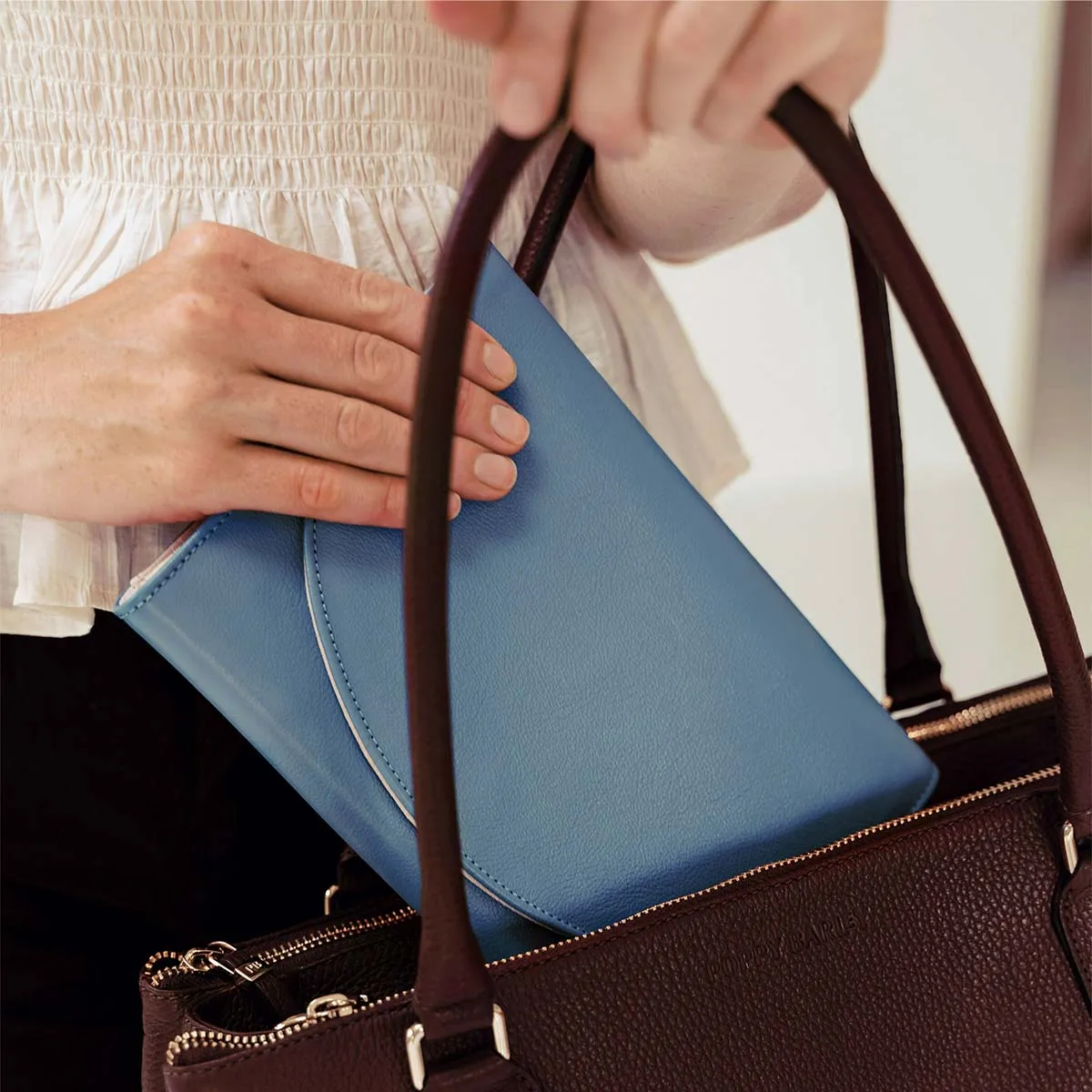 The Trifold Jewelry Case Faded Denim Micro Pebble sold by Poppy Barley product image thumbnail 3