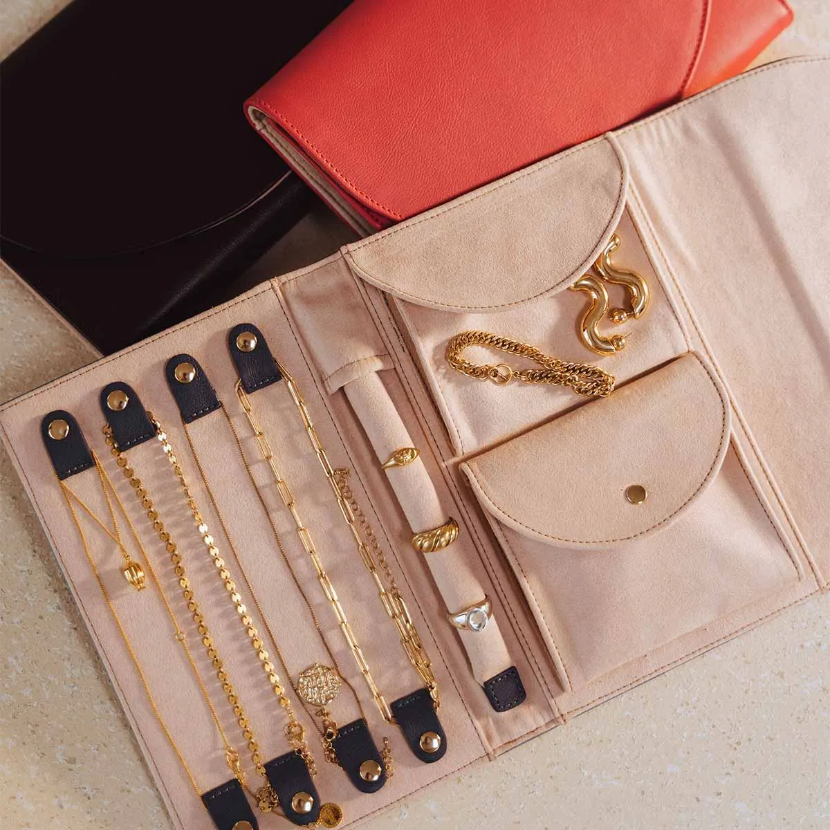 The Trifold Jewelry Case Faded Denim Micro Pebble sold by Poppy Barley product image thumbnail 4