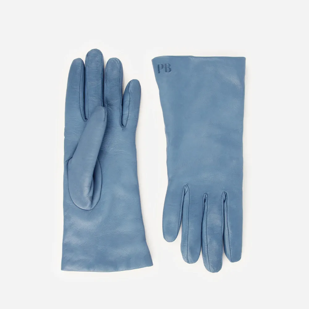 The Sleek Leather Glove Steel Blue sold by Poppy Barley