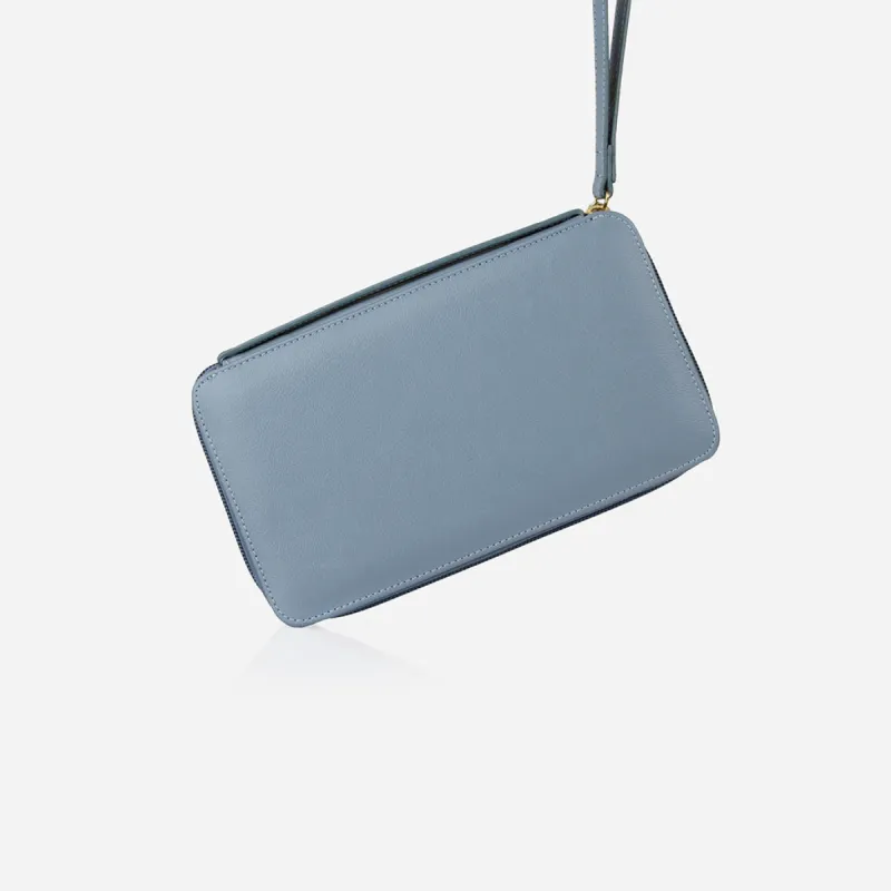 The My Whole Life Wallet Faded Denim Micro Pebble sold by Poppy Barley