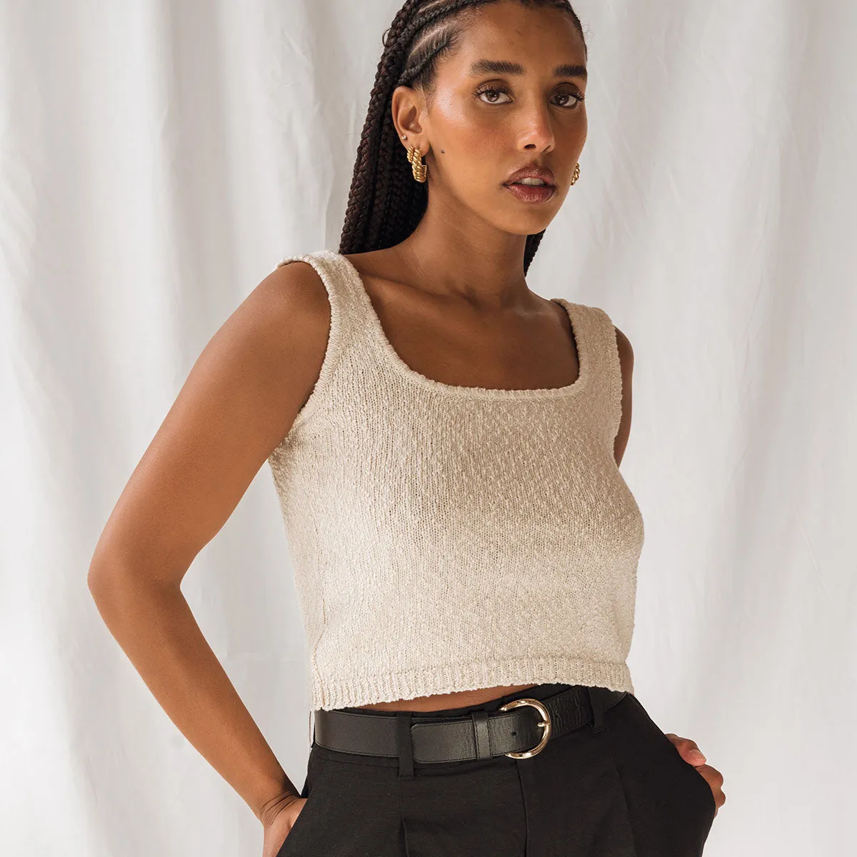 The Hamptons Tank Pearl sold by Poppy Barley