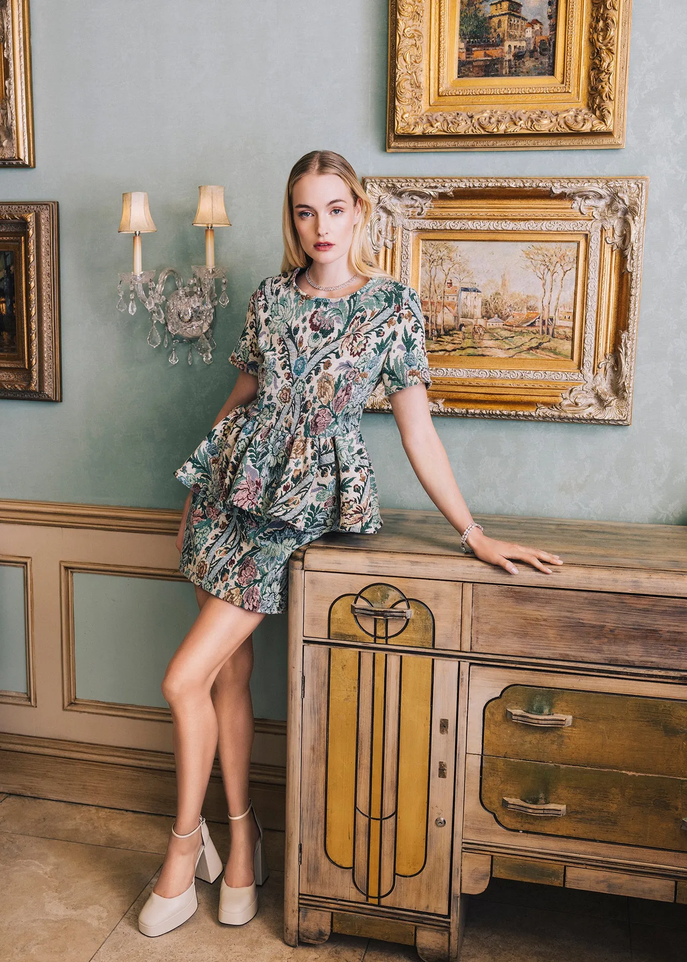 Jacquard Floral Short Sleeve Top sold by Hilary Macmillan product image thumbnail 3