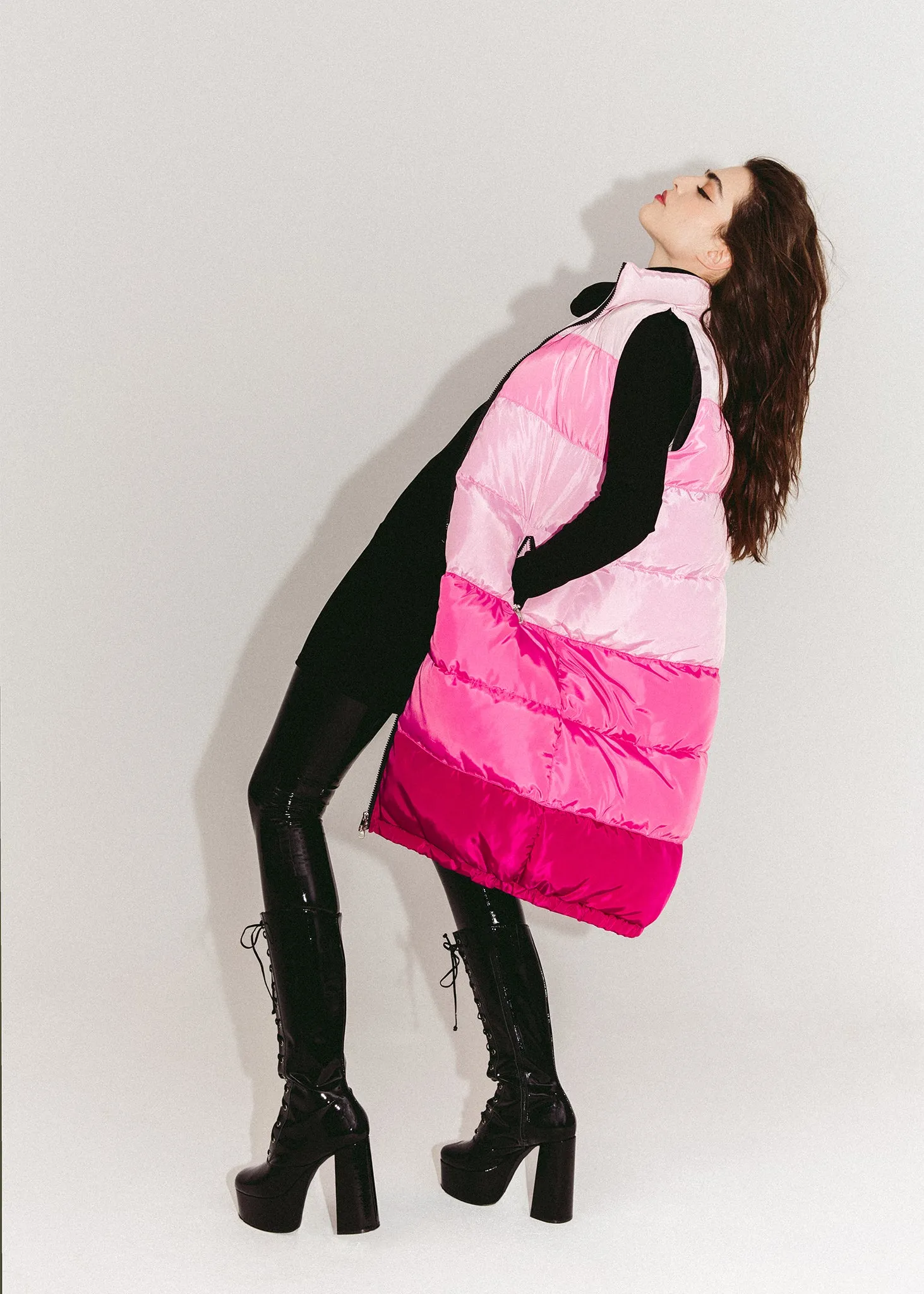 Colour Block Long Puffer Vest sold by Hilary Macmillan product image thumbnail 2