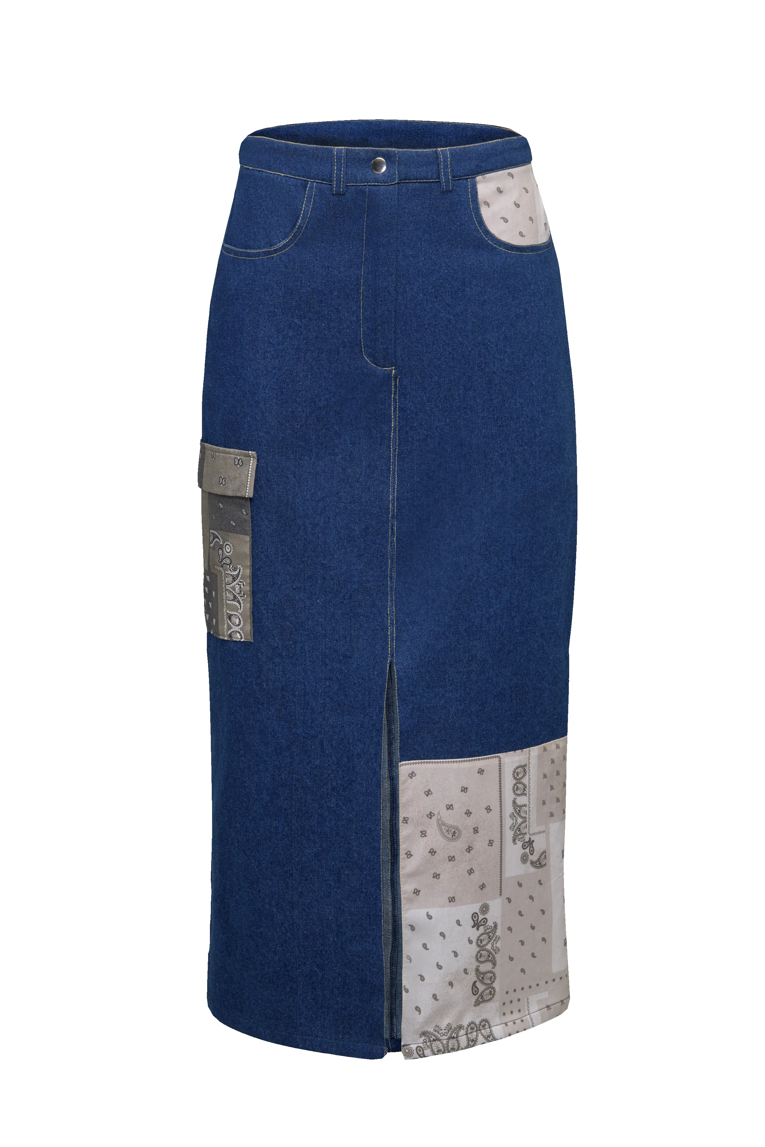 Patch Denim Midi Skirt sold by Hilary Macmillan product image thumbnail 3