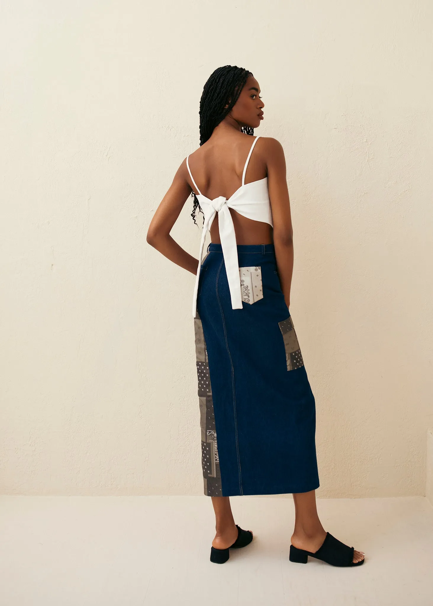 Patch Denim Midi Skirt sold by Hilary Macmillan product image thumbnail 5