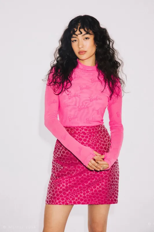 Barbie® Monogrammed Mesh Turtleneck made by Hilary Macmillan
