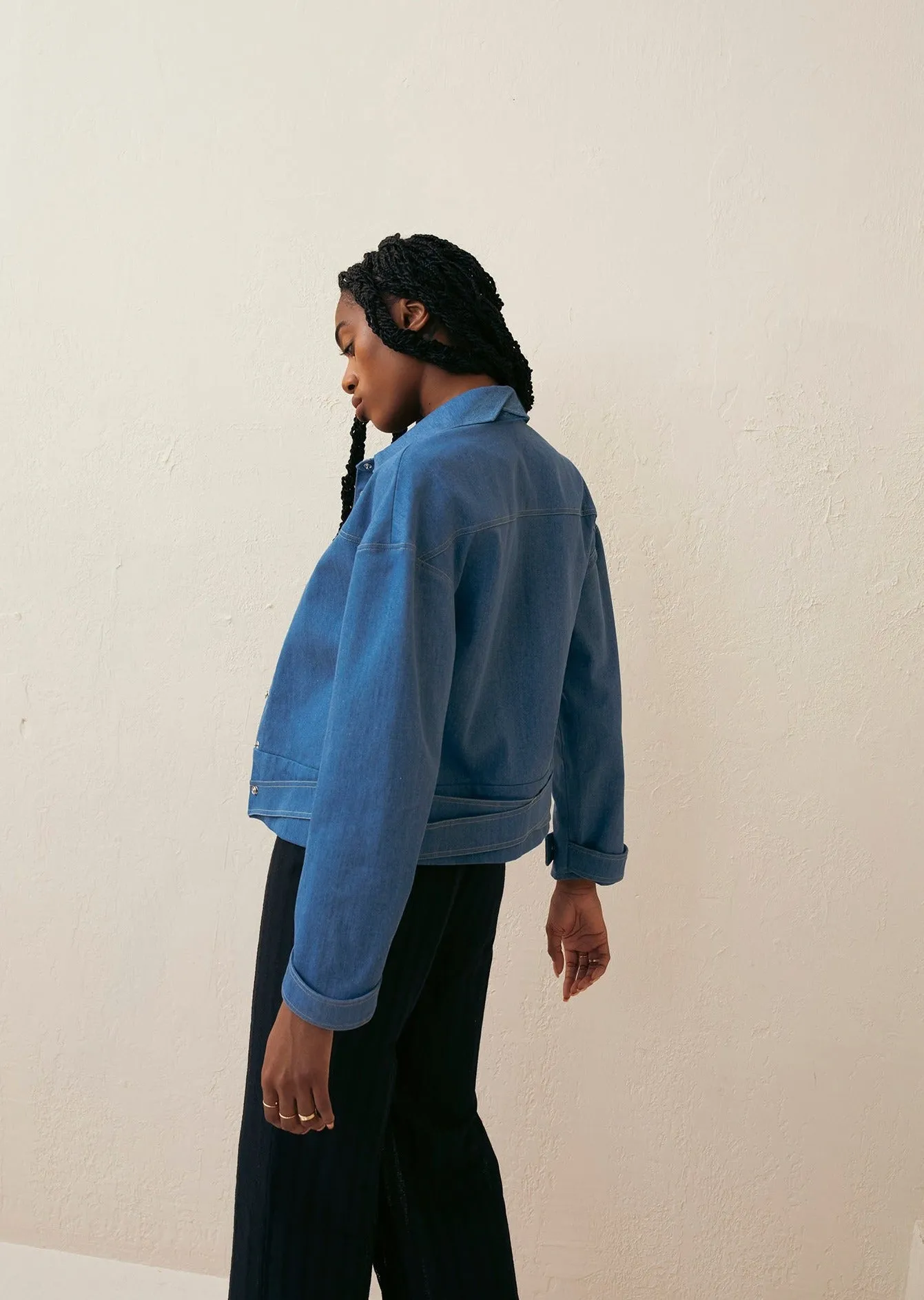 Criss Cross Denim Jacket sold by Hilary Macmillan