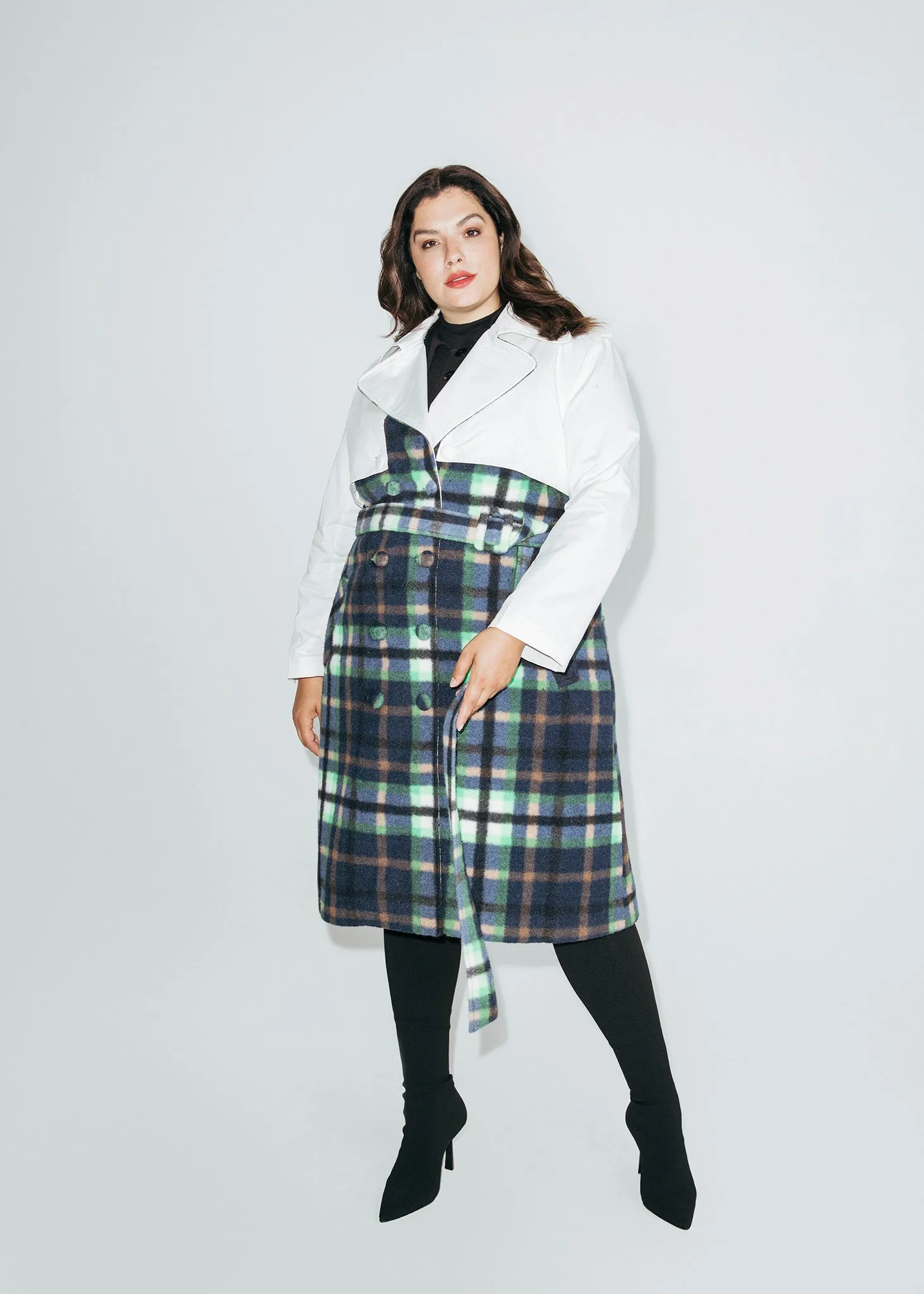Plaid Two Tone Trench Coat sold by Hilary Macmillan product image thumbnail 2