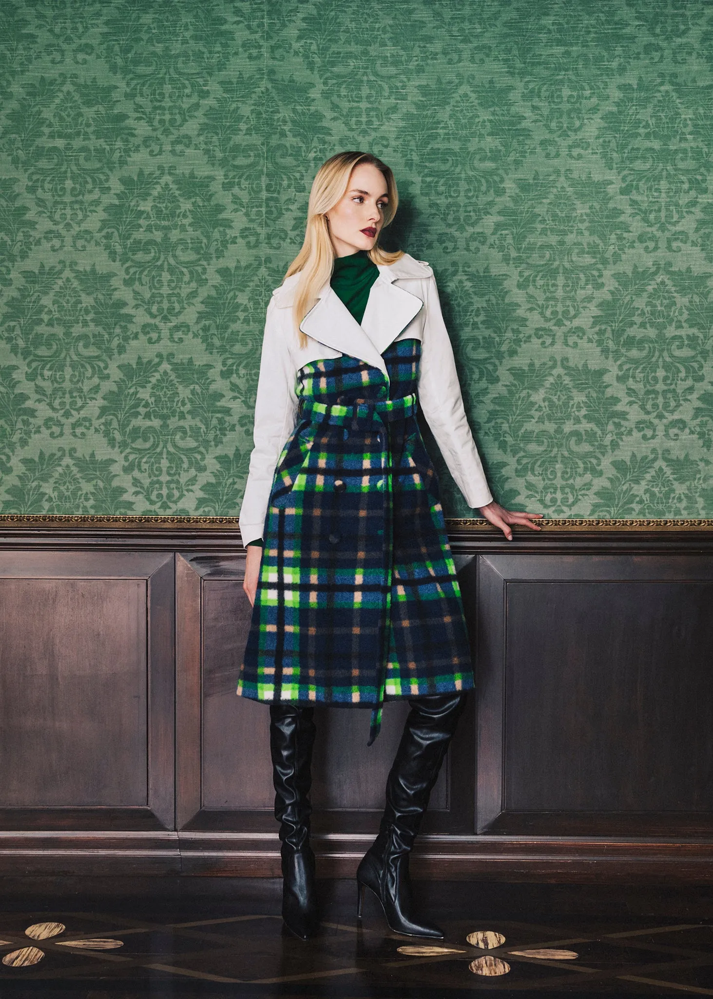 Plaid Two Tone Trench Coat sold by Hilary Macmillan product image thumbnail 3