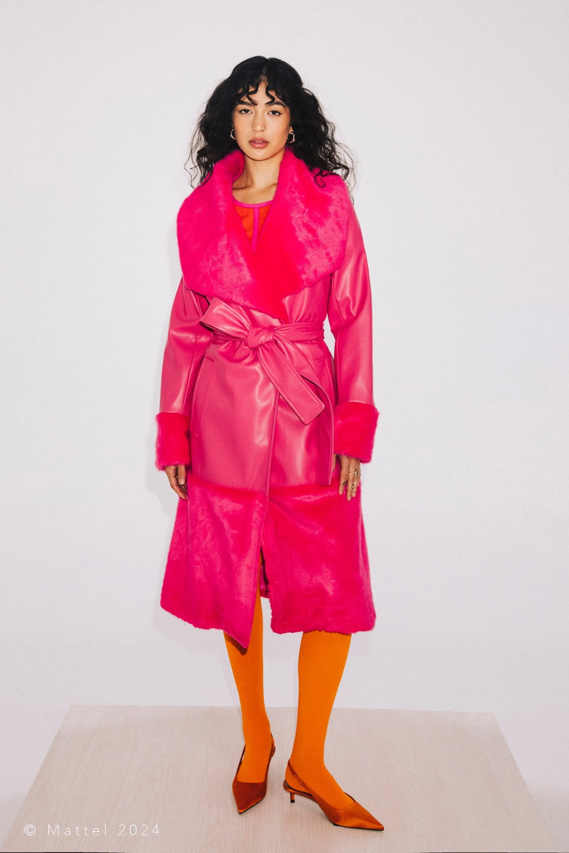 Barbie® Faux Leather and Faux Fur Wrap Coat sold by Hilary Macmillan