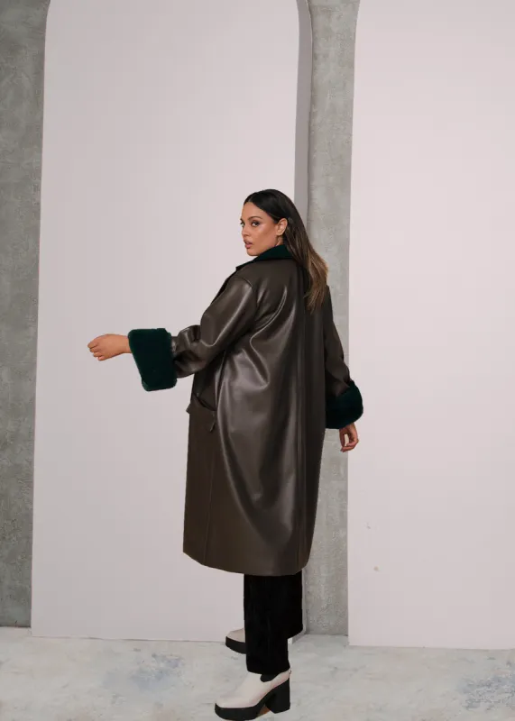 Faux Fur Cuff & Faux Leather Trench Coat made by Hilary Macmillan