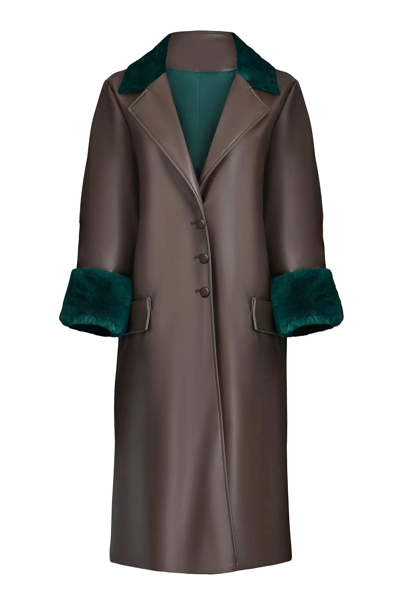 Faux Fur Cuff & Faux Leather Trench Coat sold by Hilary Macmillan product image thumbnail 3