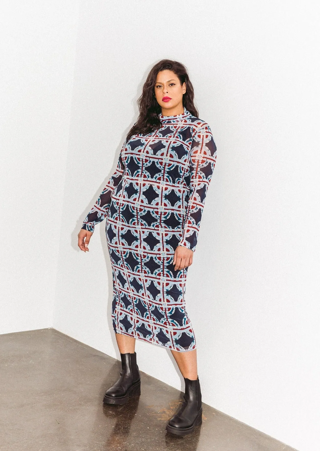 Printed Mesh Turtleneck Dress sold by Hilary Macmillan product image thumbnail 2
