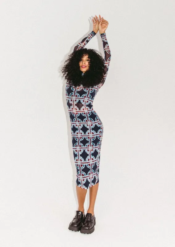 Printed Mesh Turtleneck Dress sold by Hilary Macmillan