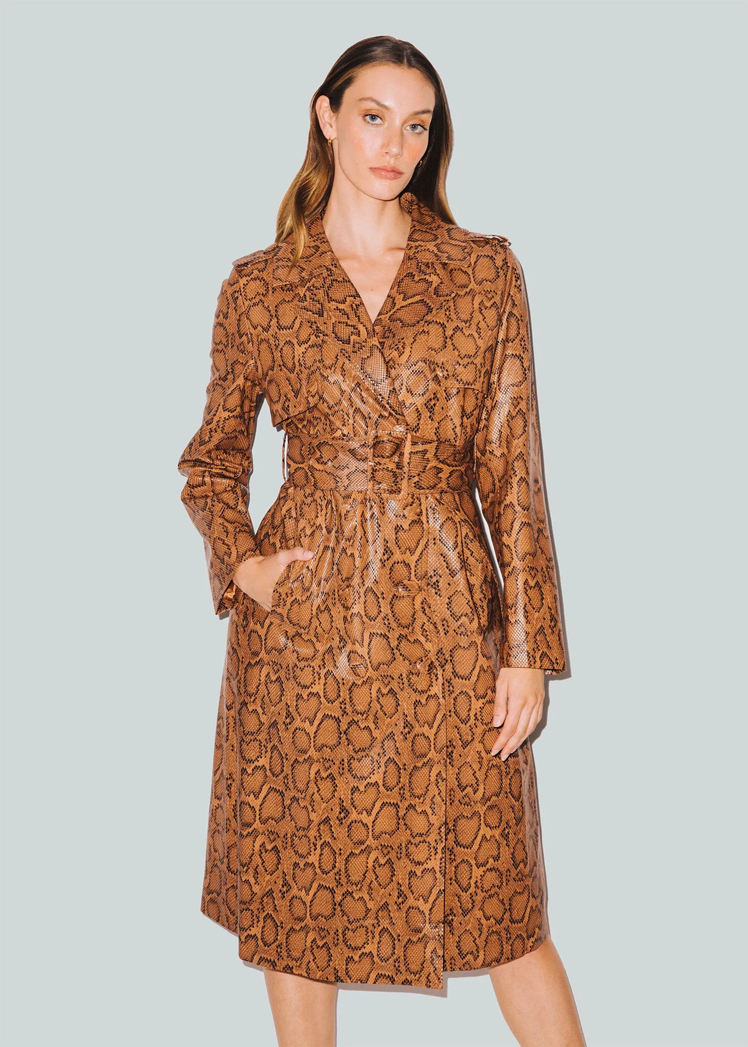 Brown Snakeskin Trench Coat sold by Hilary Macmillan product image thumbnail 2