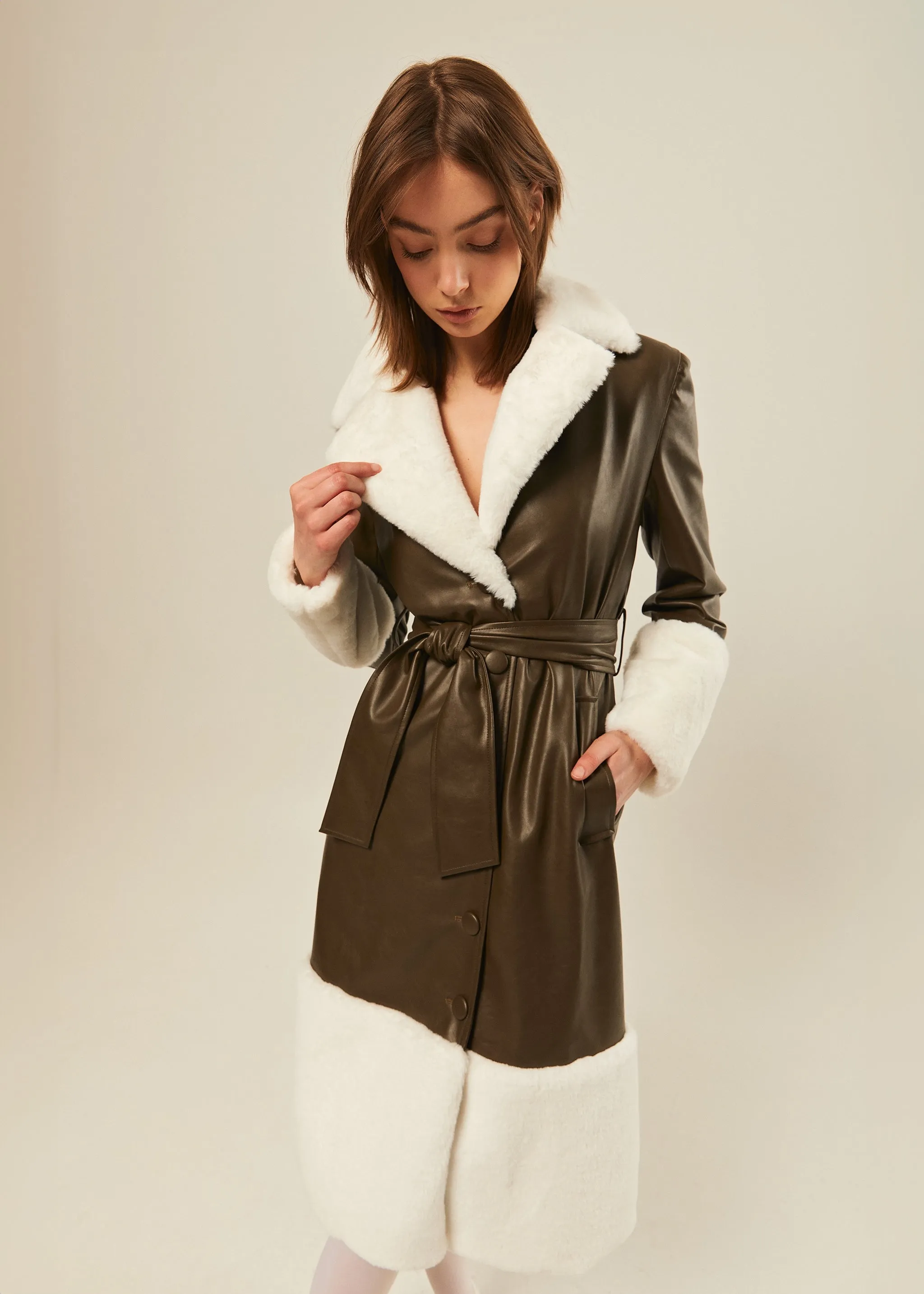 Contrast Faux Fur Trimmed Coat sold by Hilary Macmillan