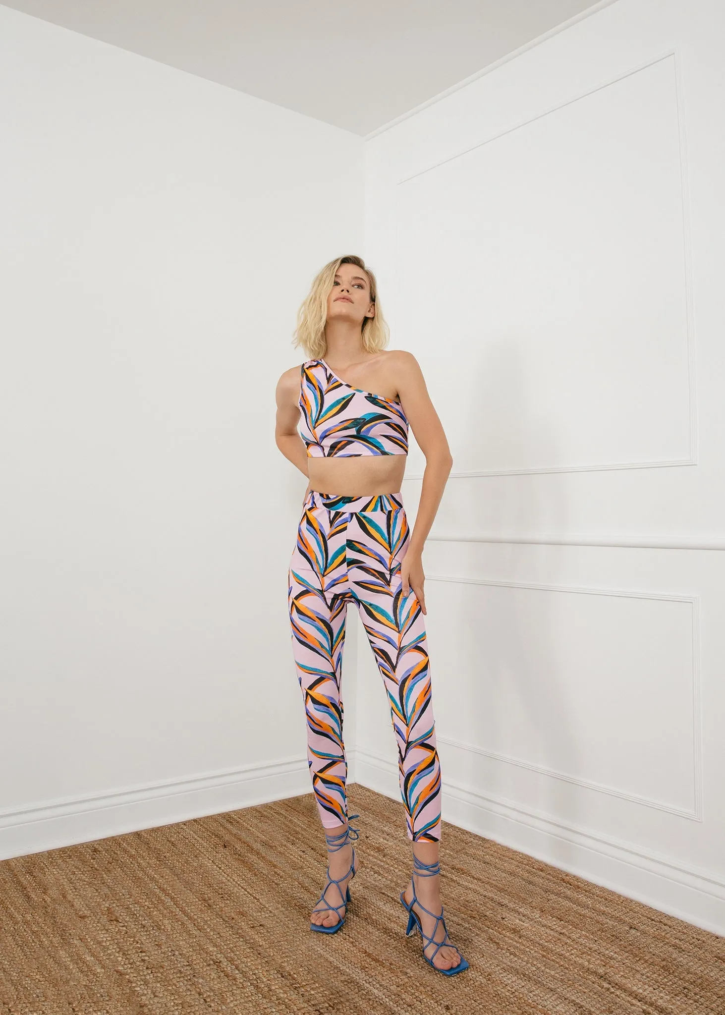 Palm Print One Shoulder Crop Top sold by Hilary Macmillan product image thumbnail 3