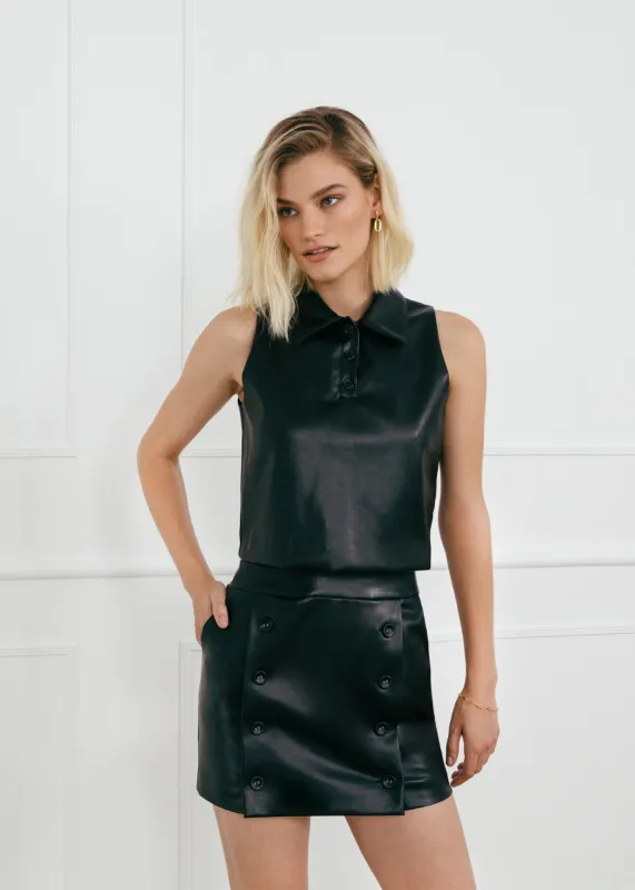 'Leather' Sleeveless Polo made by Hilary Macmillan
