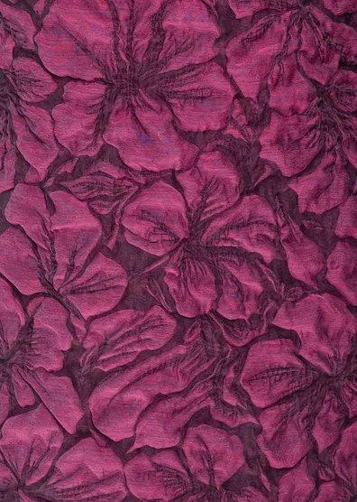 3D purple organza style fabric sold by Hilary Macmillan