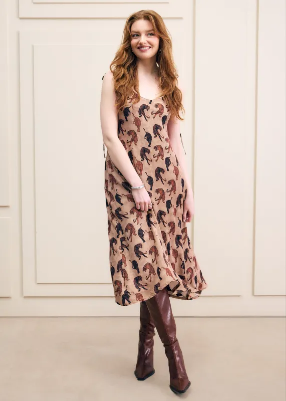 Tiger Print Midi Dress made by Hilary Macmillan