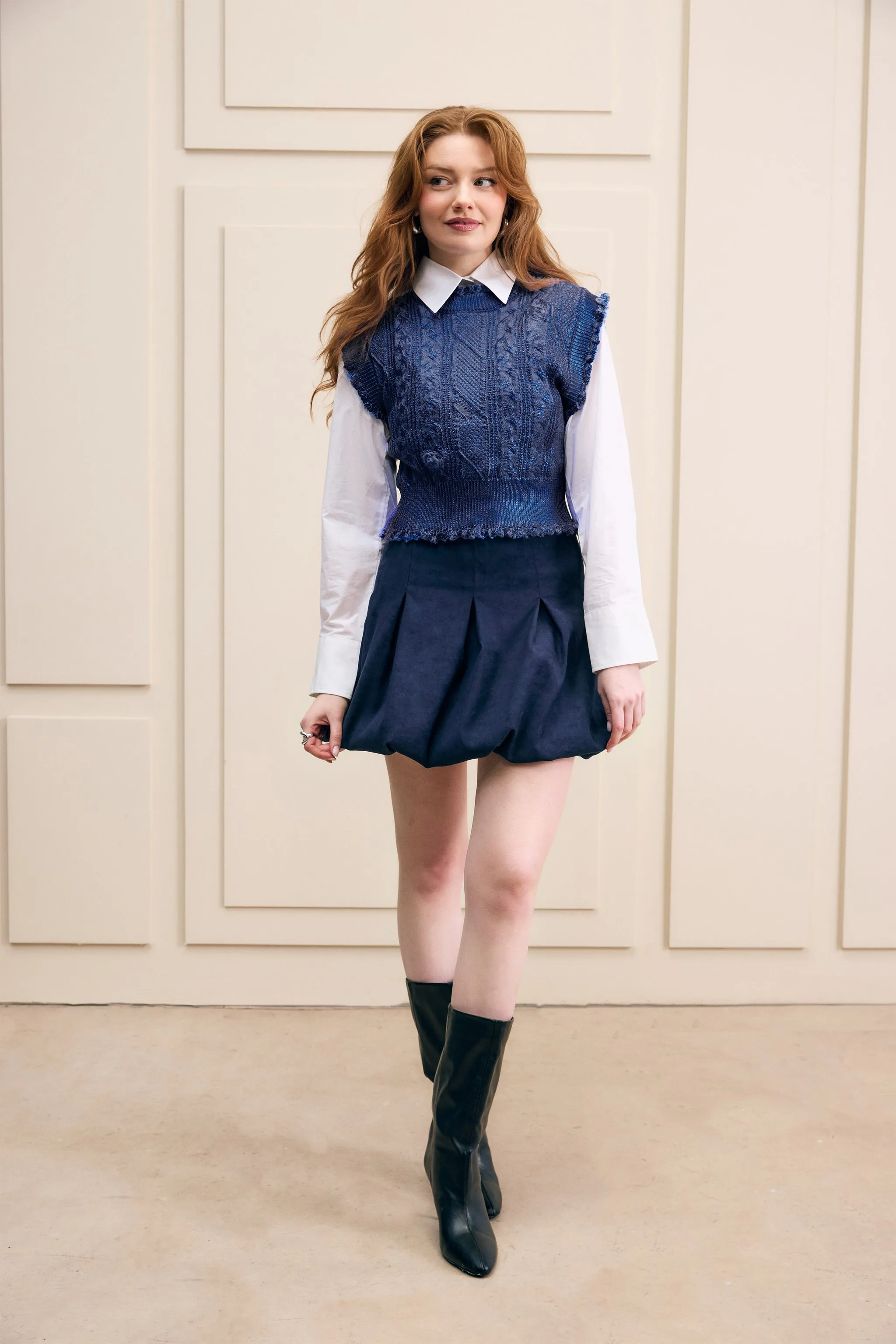 Suede Bubble Hem Skirt sold by Hilary Macmillan product image thumbnail 2