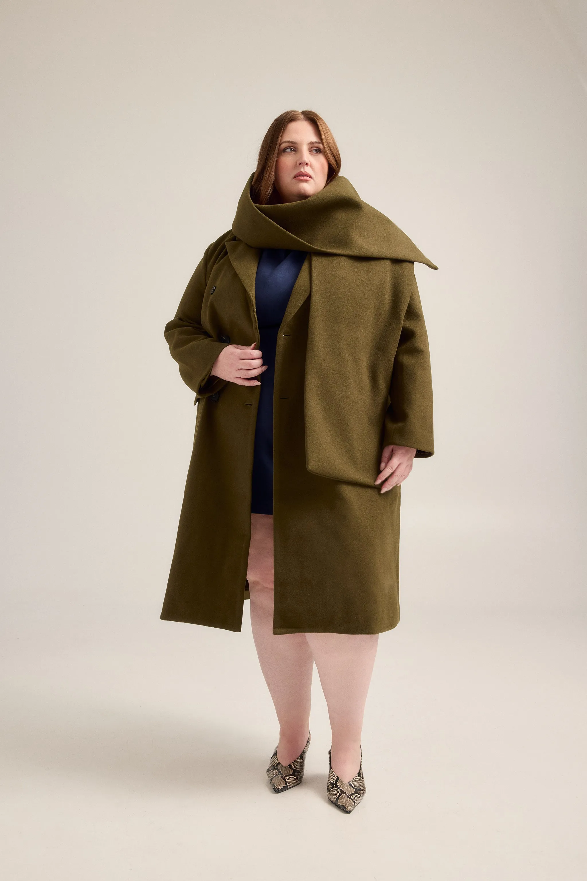 Olive PeaCoat with Detachable Scarf sold by Hilary Macmillan product image thumbnail 2
