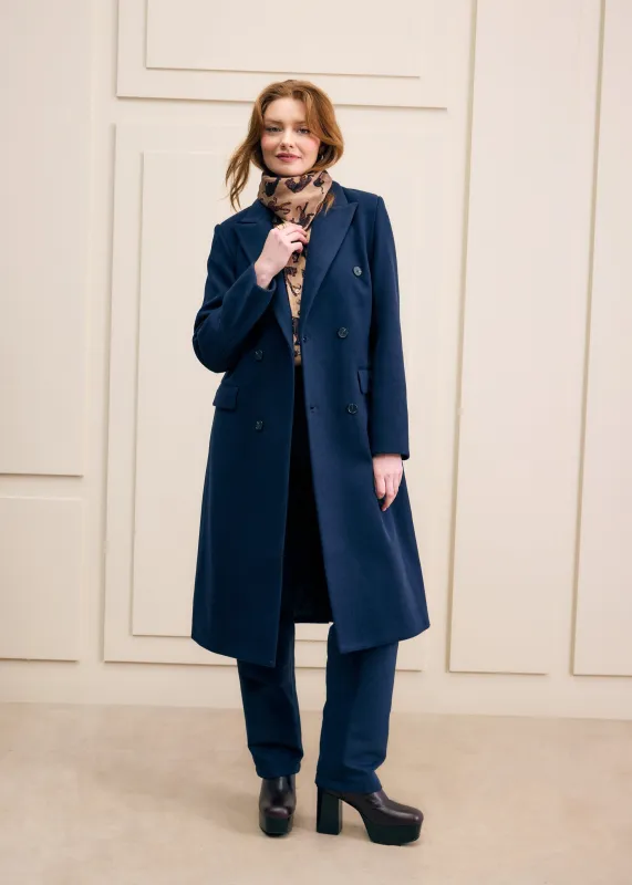 Navy PeaCoat with Detachable Scarf made by Hilary Macmillan