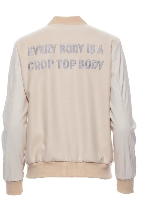EVERYBODY IS A CROP TOP BODY Varsity Jacket sold by Hilary Macmillan
