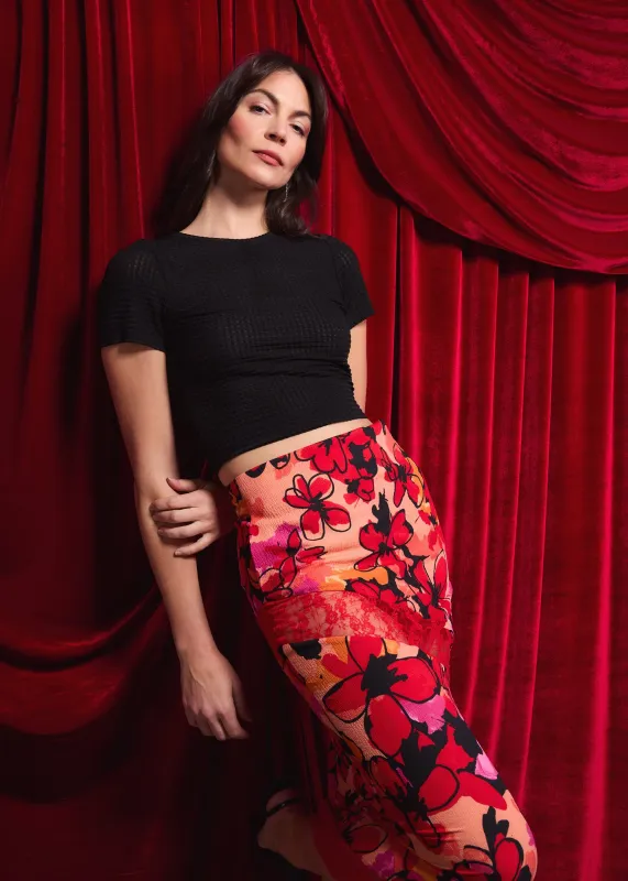 Floral Crepe & Lace Midi Skirt made by Hilary Macmillan