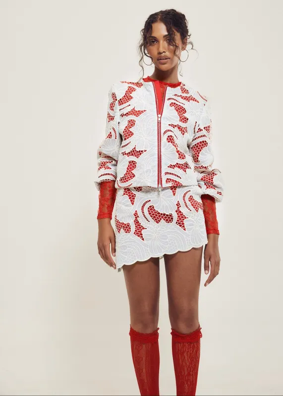 Lace Bomber Jacket made by Hilary Macmillan