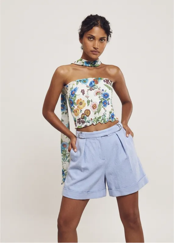 Ruched Floral Tube Top with Scarf made by Hilary Macmillan