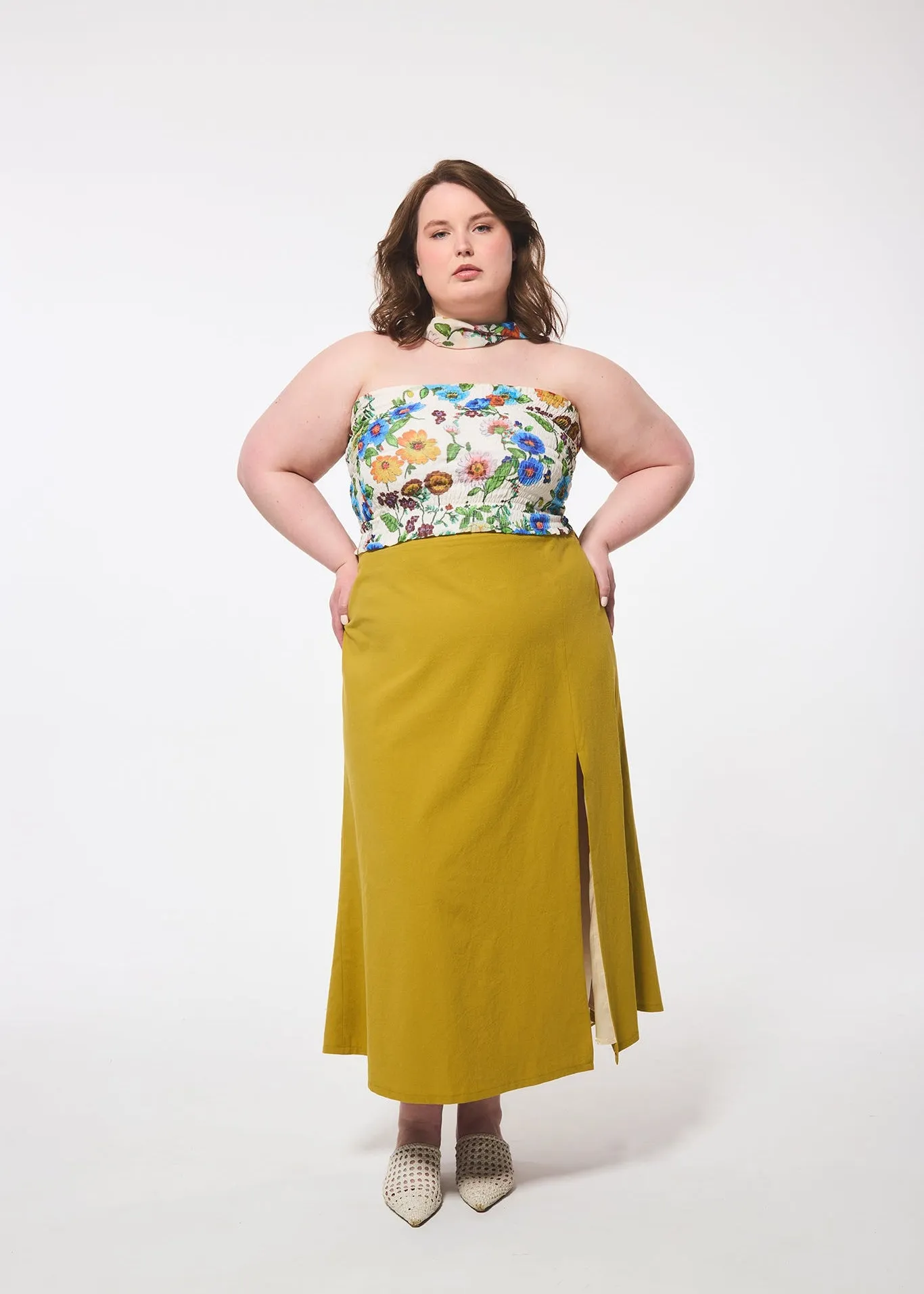 Ruched Floral Tube Top with Scarf sold by Hilary Macmillan product image thumbnail 2