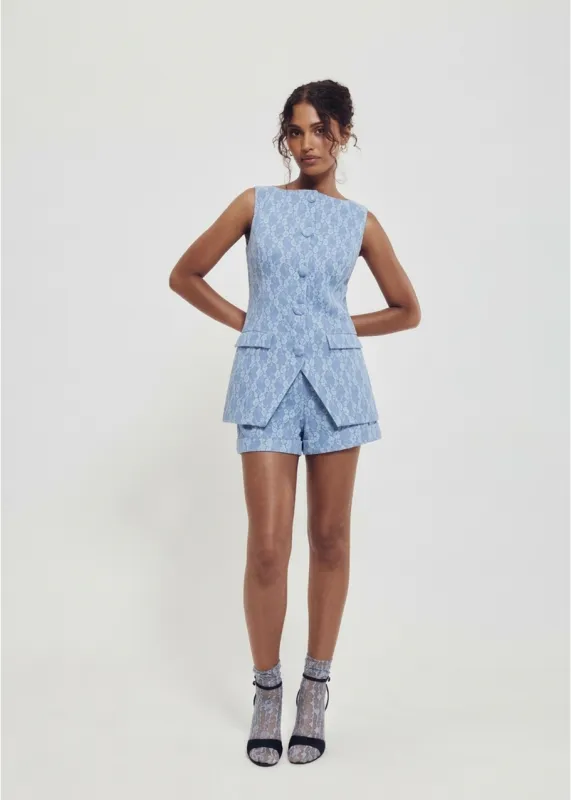 Denim Lace Trouser Short made by Hilary Macmillan