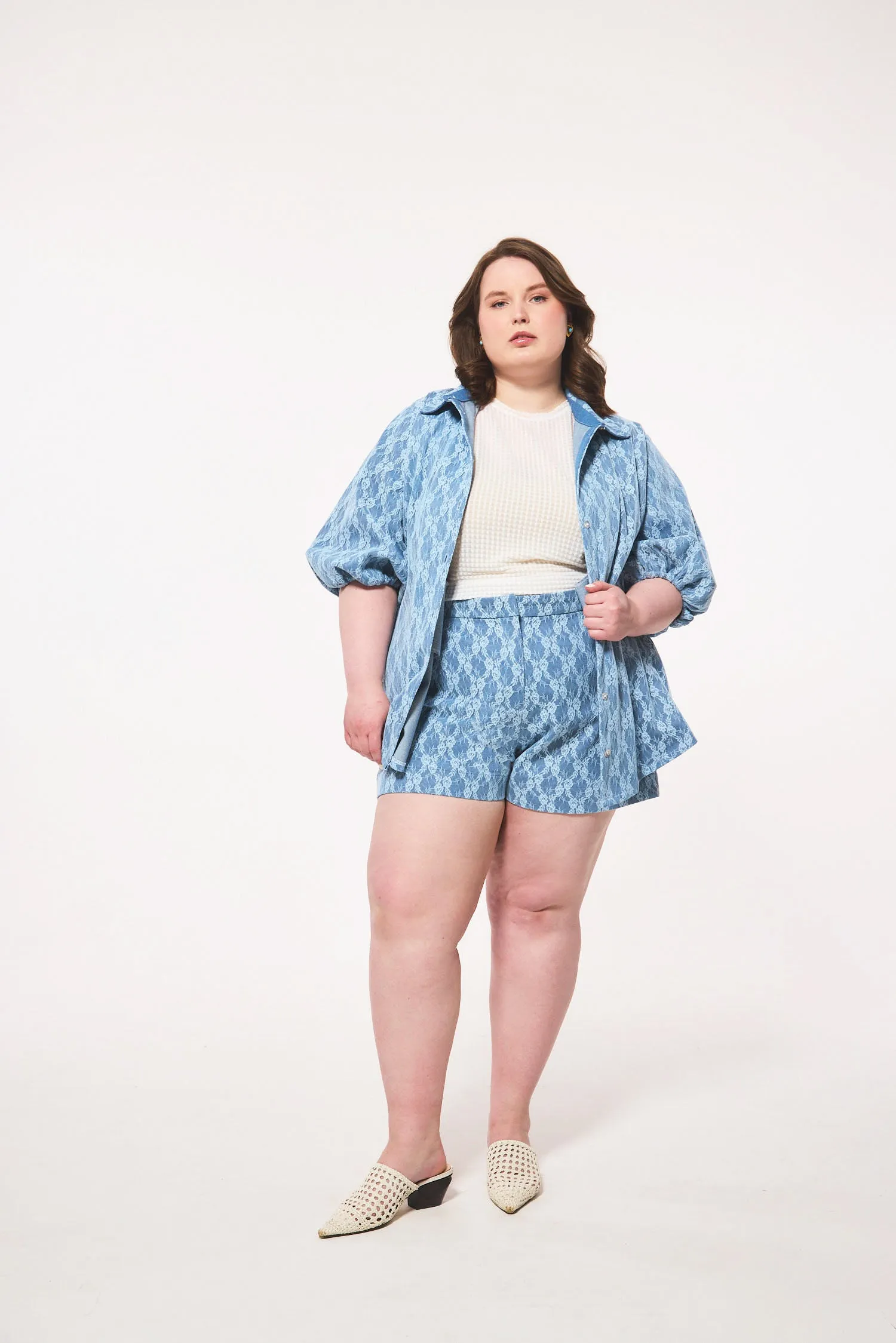 Denim Lace Trouser Short sold by Hilary Macmillan product image thumbnail 2