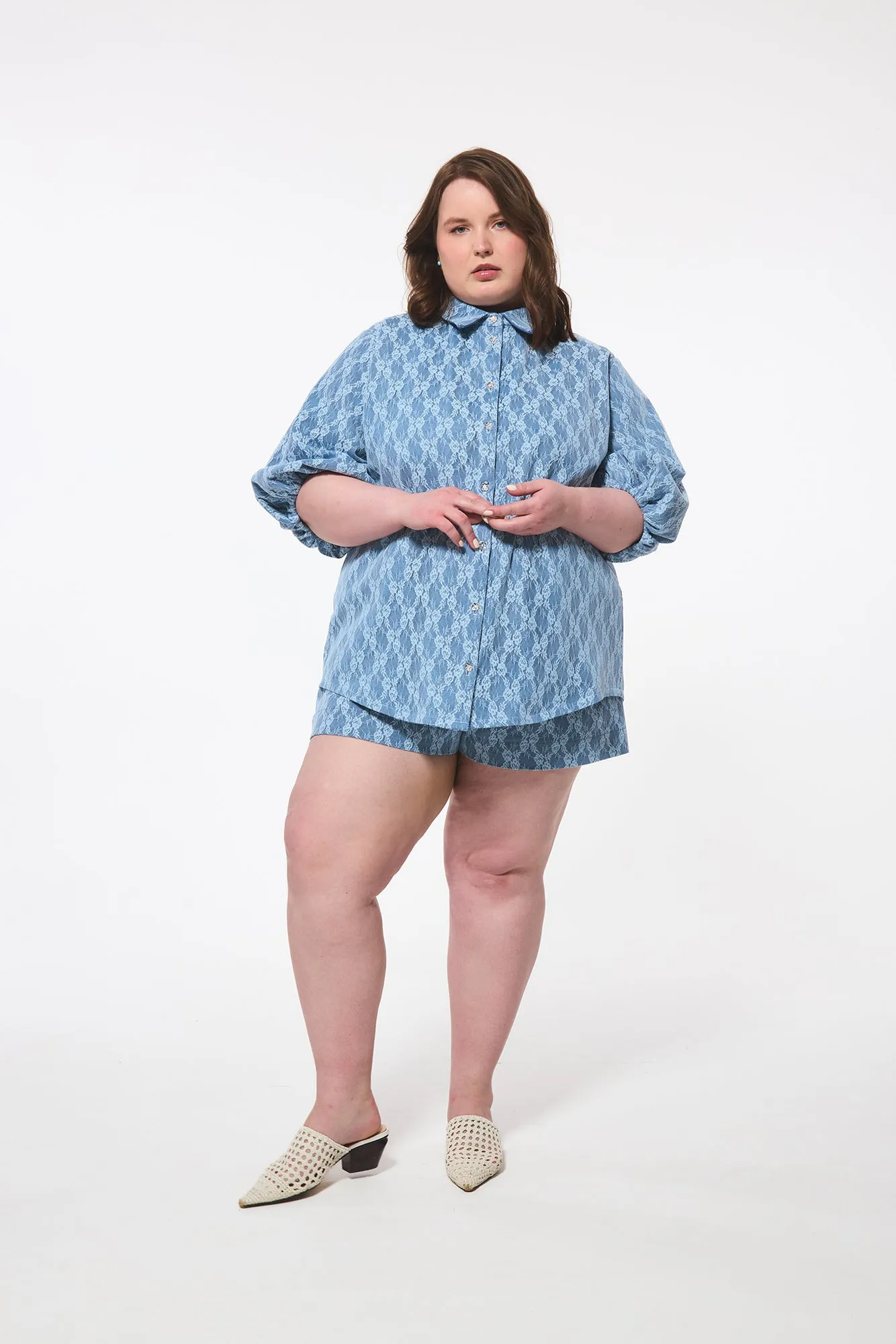 Denim Lace Trouser Short sold by Hilary Macmillan product image thumbnail 4