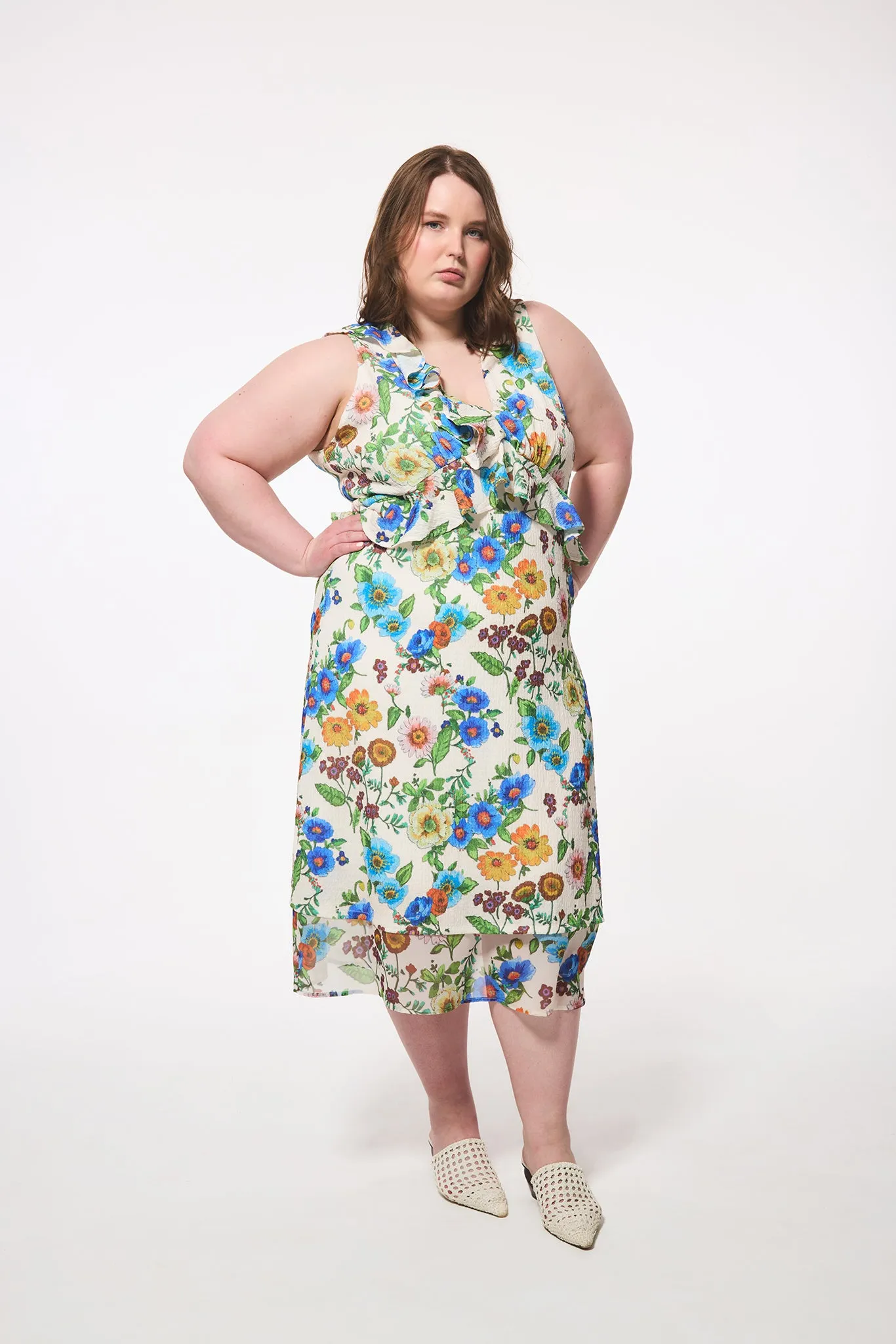 Antique Floral Ruffle Midi Dress sold by Hilary Macmillan product image thumbnail 3