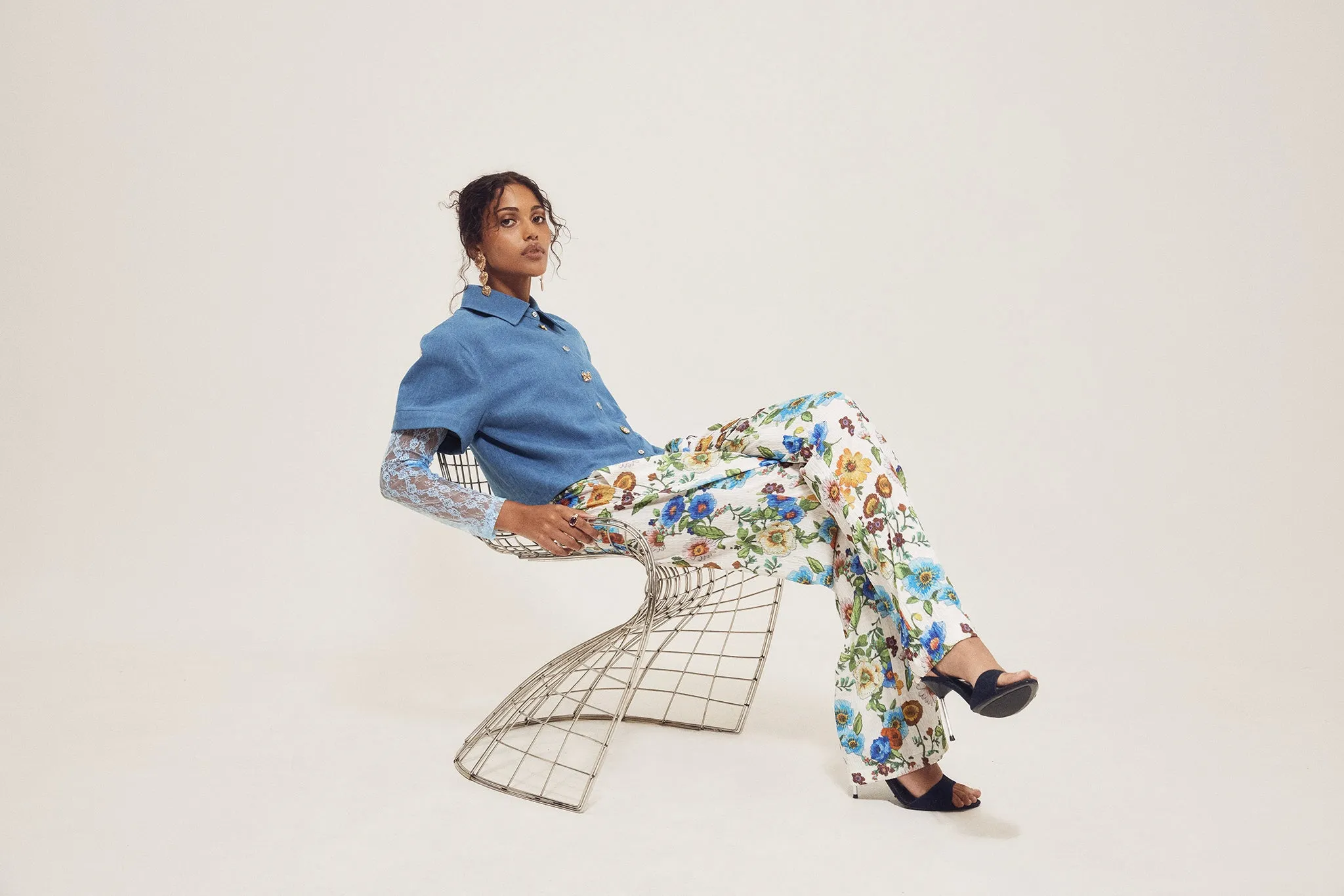 Denim Crop Short Sleeve Blouse sold by Hilary Macmillan product image thumbnail 4