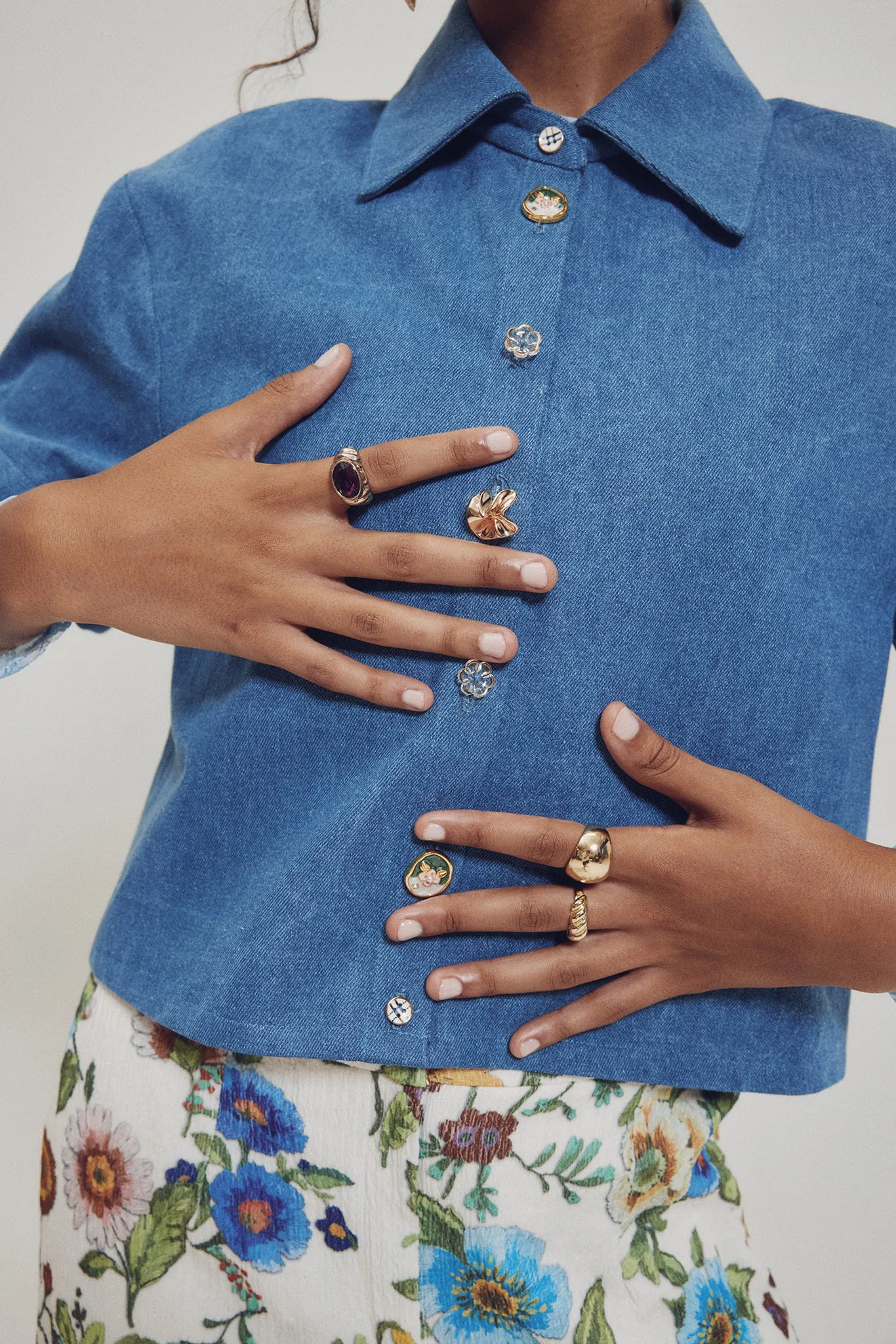 Denim Crop Short Sleeve Blouse sold by Hilary Macmillan product image thumbnail 3