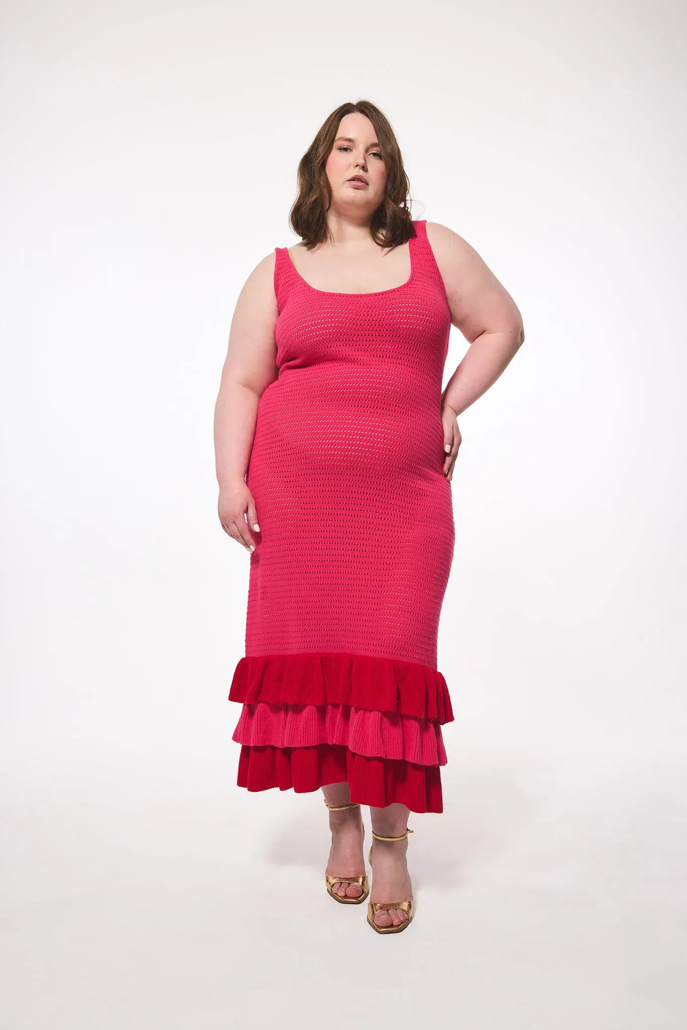 Crochet Knit Ruffle Hem Dress sold by Hilary Macmillan product image thumbnail 3