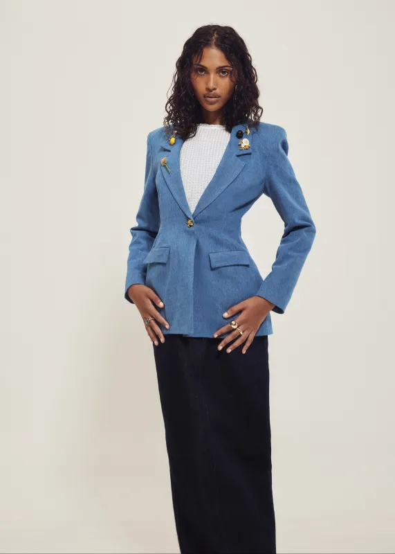 Denim Fitted Blazer, No Pins made by Hilary Macmillan