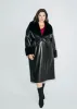 Black 'Leather' & Faux Fur Wrap Coat sold by Hilary Macmillan