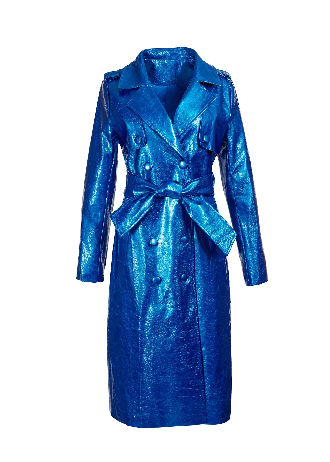Blue Metallic Trench Coat sold by Hilary Macmillan product image thumbnail 2