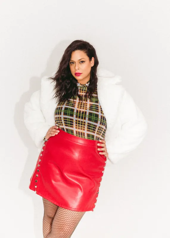 Plaid Mesh Turtleneck made by Hilary Macmillan