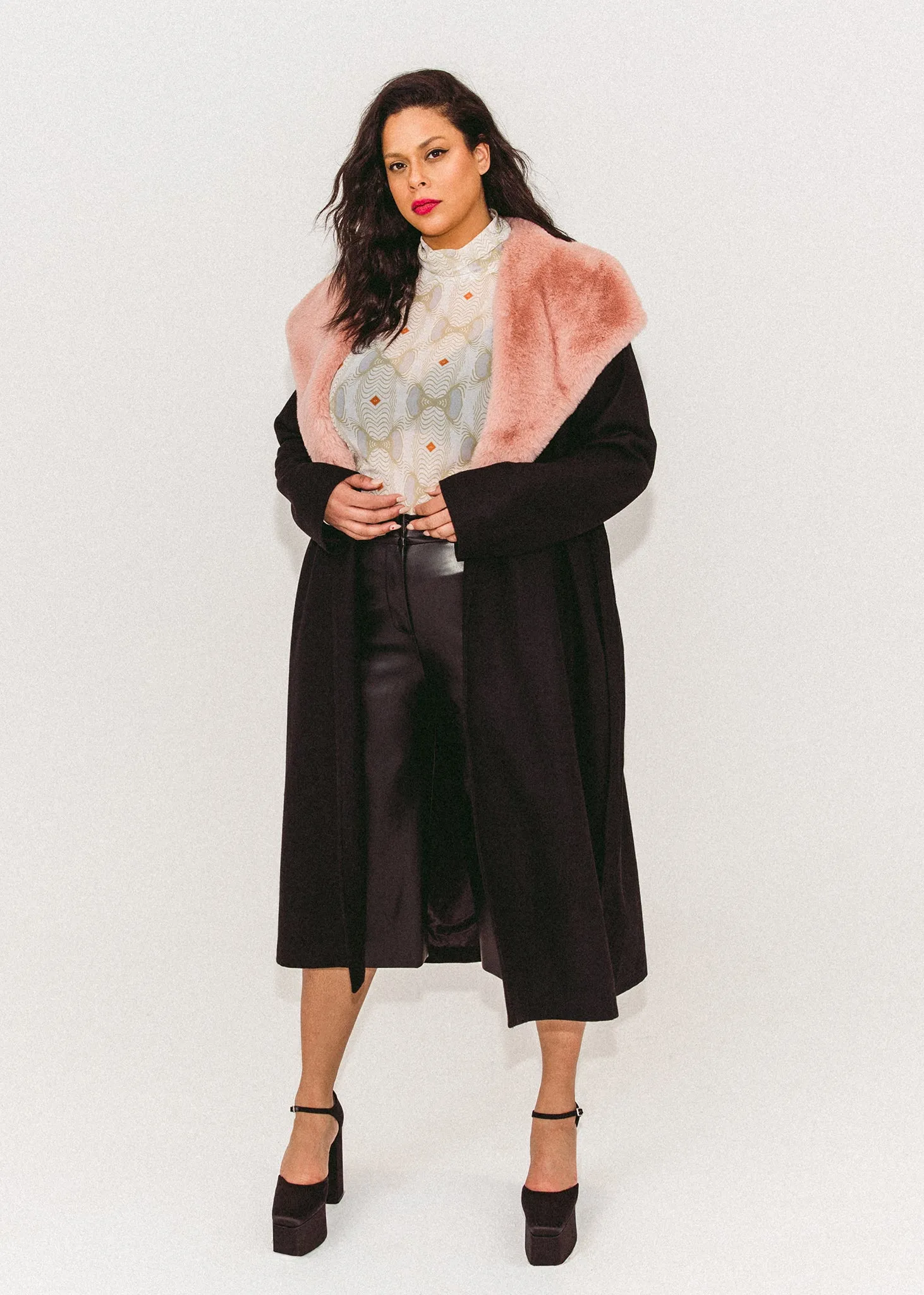 Faux Fur Collar Wrap Coat sold by Hilary Macmillan product image thumbnail 3