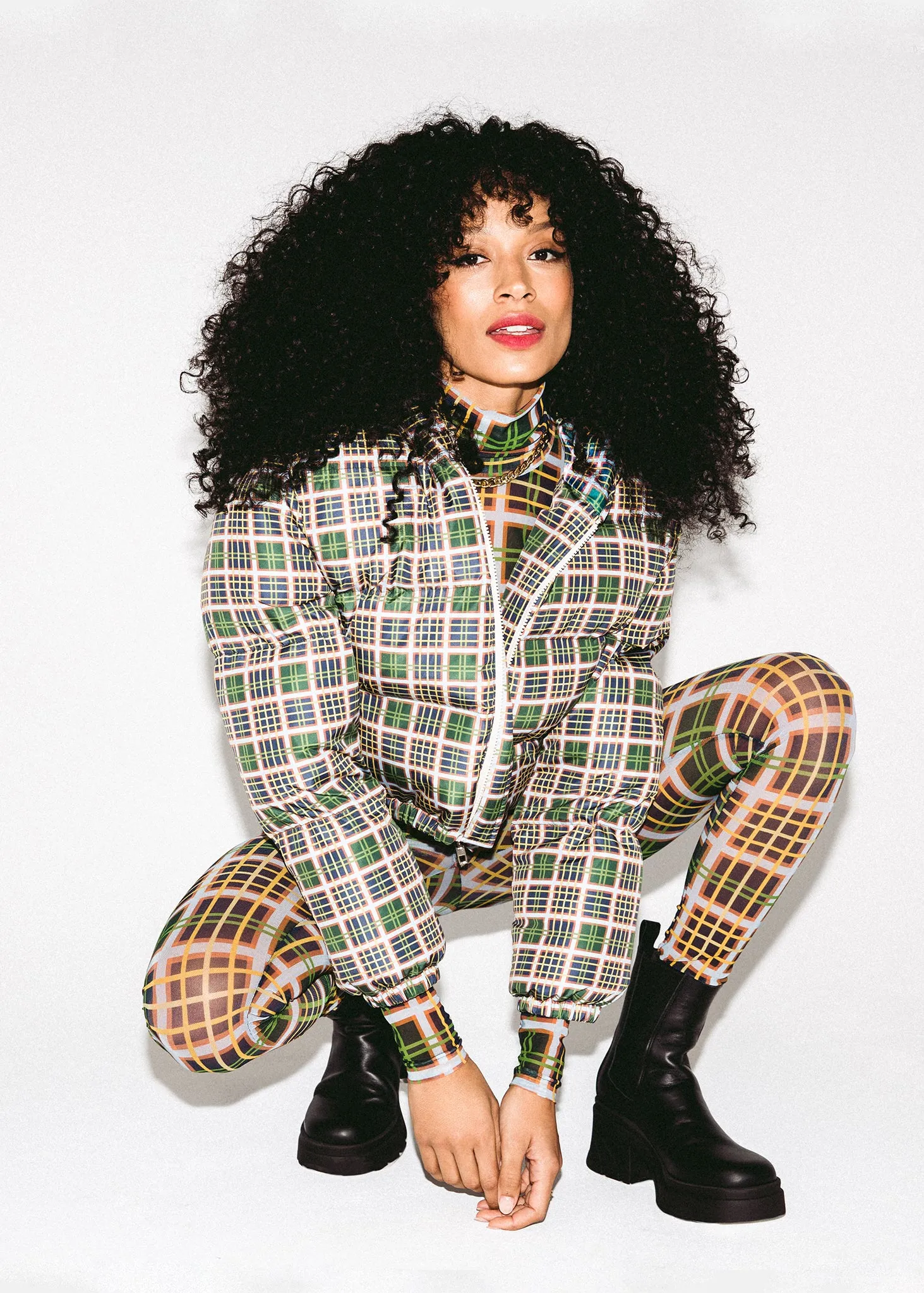 Plaid Printed Puffer sold by Hilary Macmillan