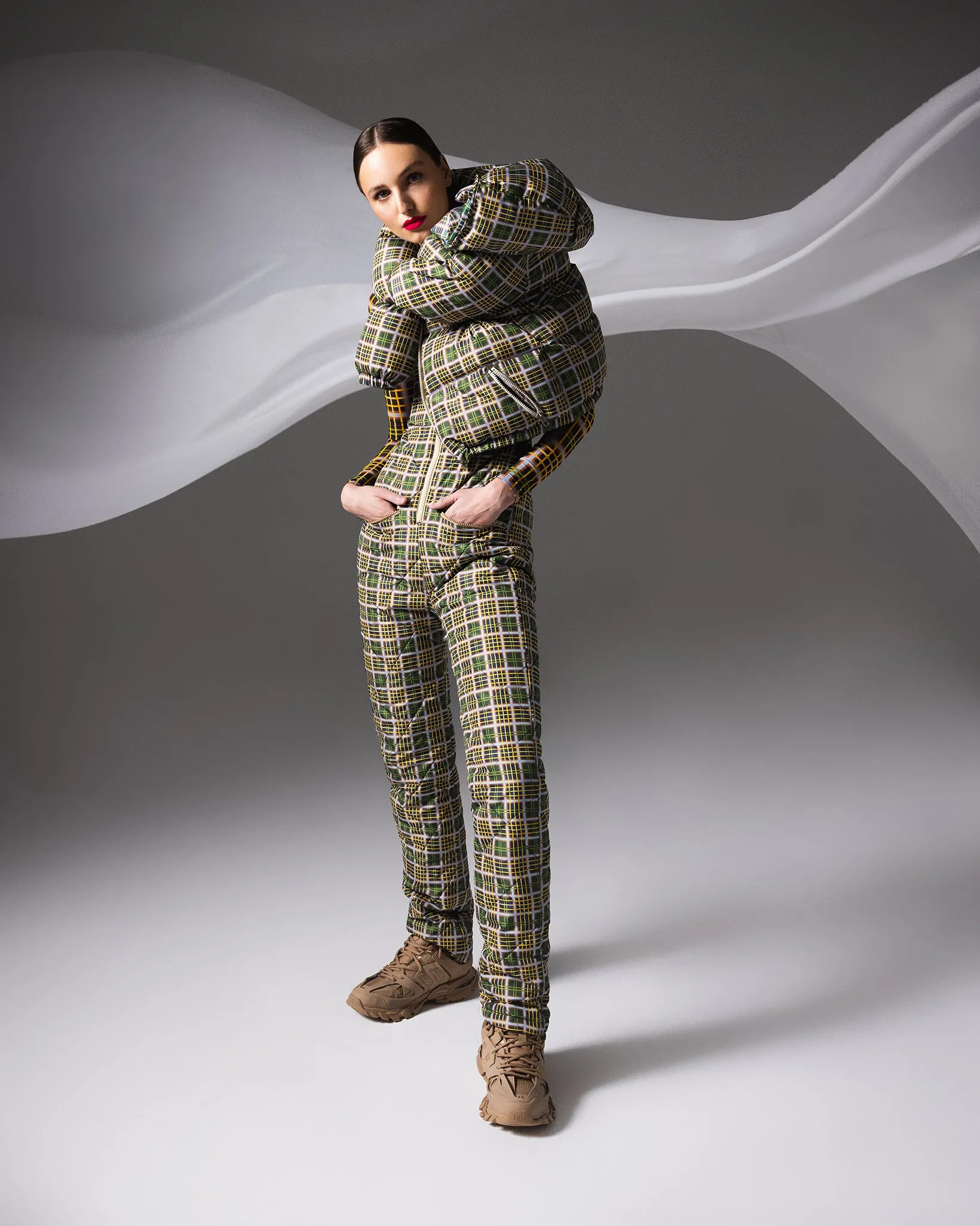 Plaid Printed Puffer sold by Hilary Macmillan product image thumbnail 5