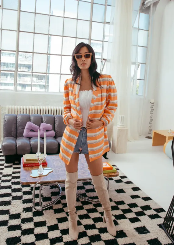 Striped Puff Sleeve Blazer sold by Hilary Macmillan